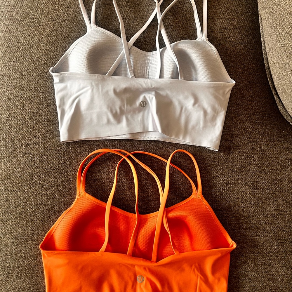 lululemon athletica White and Orange Strappy Bralette Duo